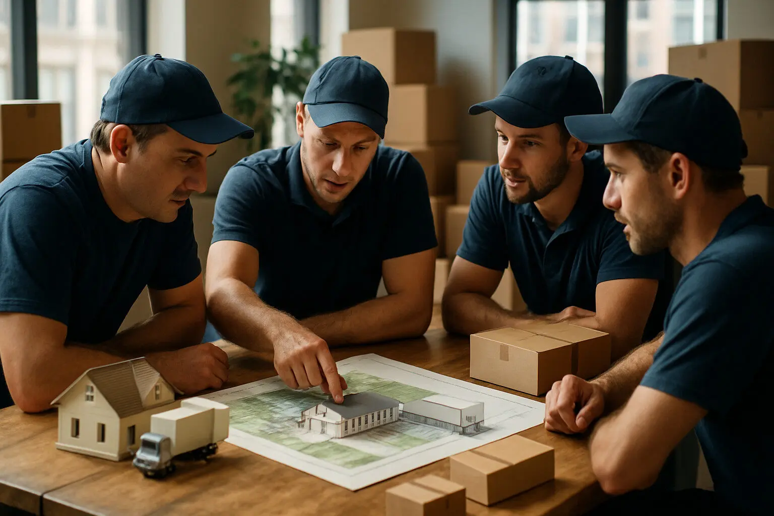 Asesor explica plan de mudanza al cliente